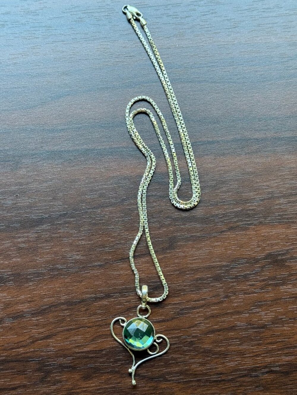 Sterling Silver 925 and Aurora Glass Pendant Necklace